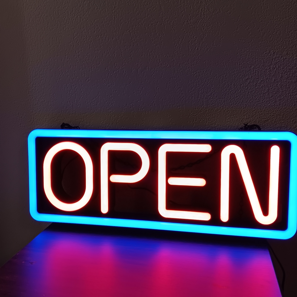 Neon Open Sign with Blue Border - Picture 6 of 7